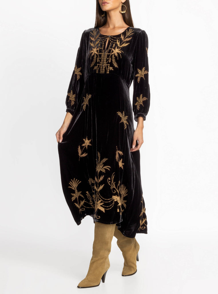 Palmira Velvet Effortless Midi Dress - Black – HEM Store