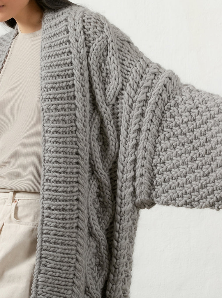 Grey chunky cable knit on sale cardigan