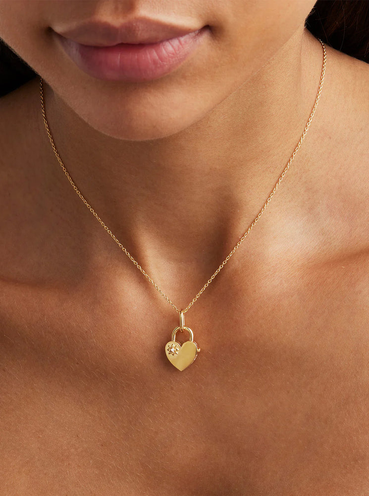 18k Gold Vermeil Connected Hearts Padlock Pendant