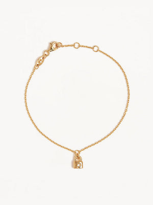 18k Gold Vermeil Crystal Lotus Padlock Bracelet