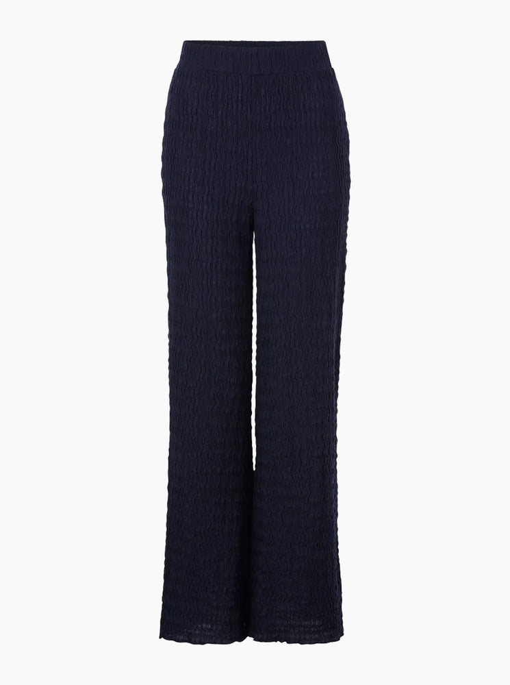 Crinkled Straight Leg Pants - Midnight Blue