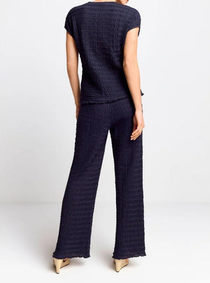 Crinkled Straight Leg Pants - Midnight Blue