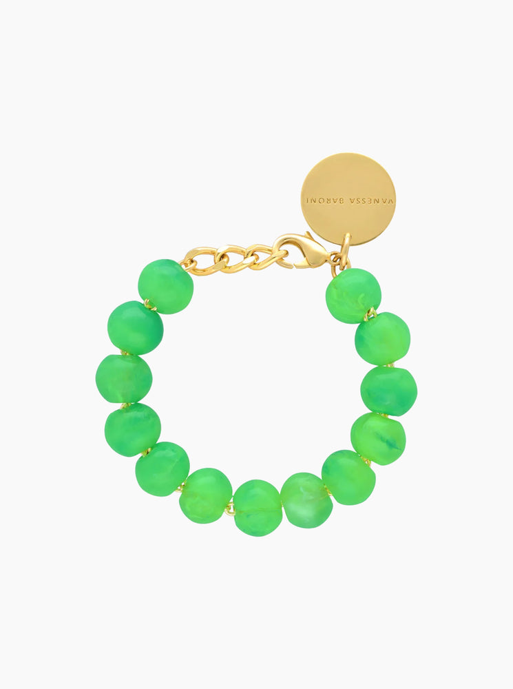 Mini Beads Bracelet - Neon Green Marble