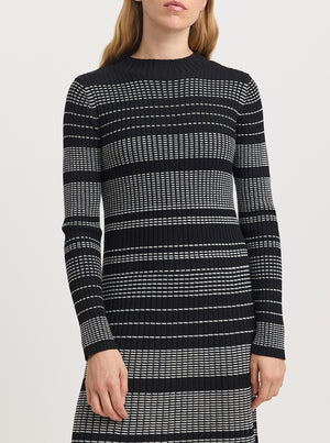 Gradient Stripe Dress - Black