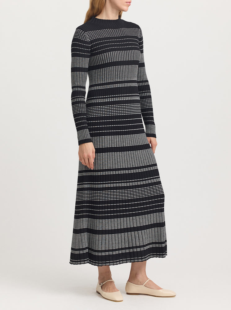 Gradient Stripe Dress - Black