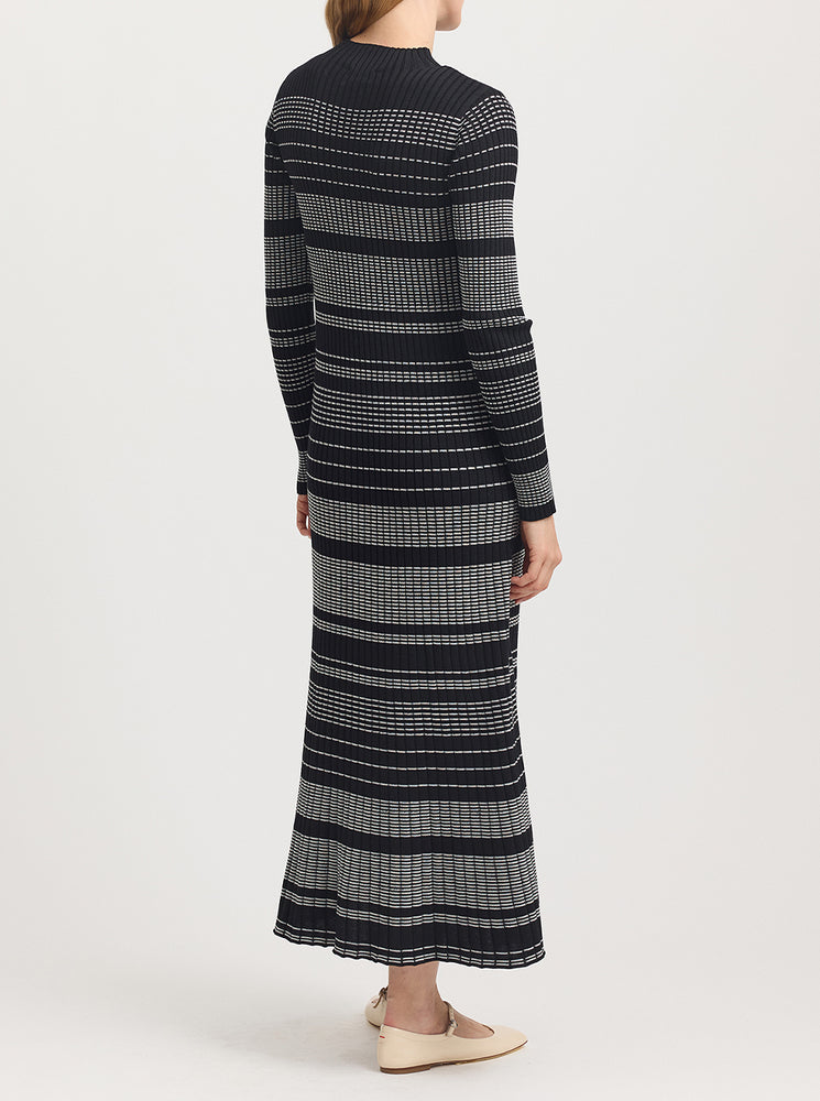 Gradient Stripe Dress - Black