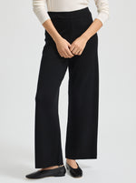 Wide Leg Knit Pant - Black + White Stripe