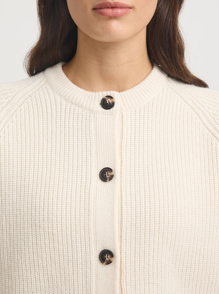 Short Sleeve Cardigan - Ivory