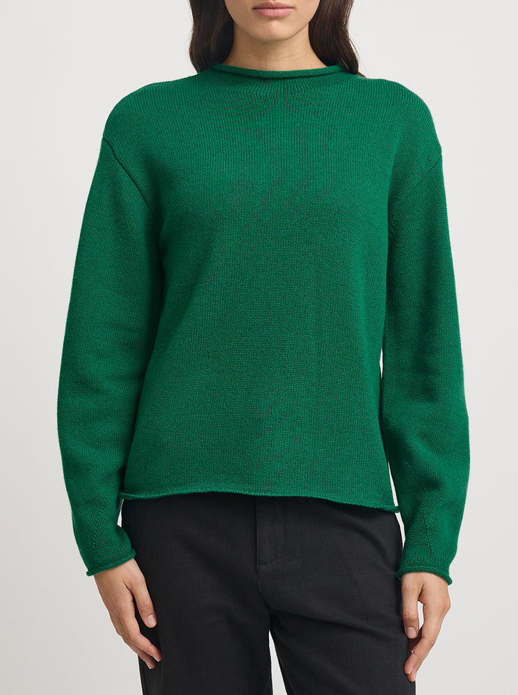 Relaxed Fit Mock Neck - Lush Green