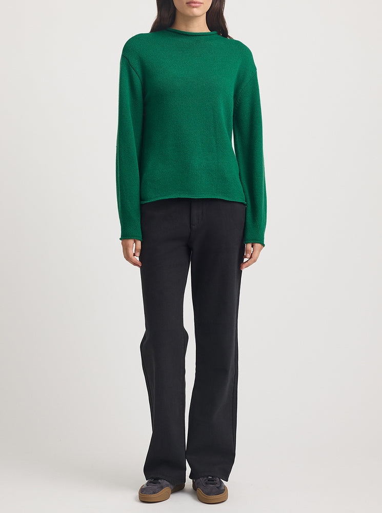 Relaxed Fit Mock Neck - Lush Green