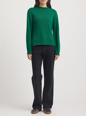 Relaxed Fit Mock Neck - Lush Green