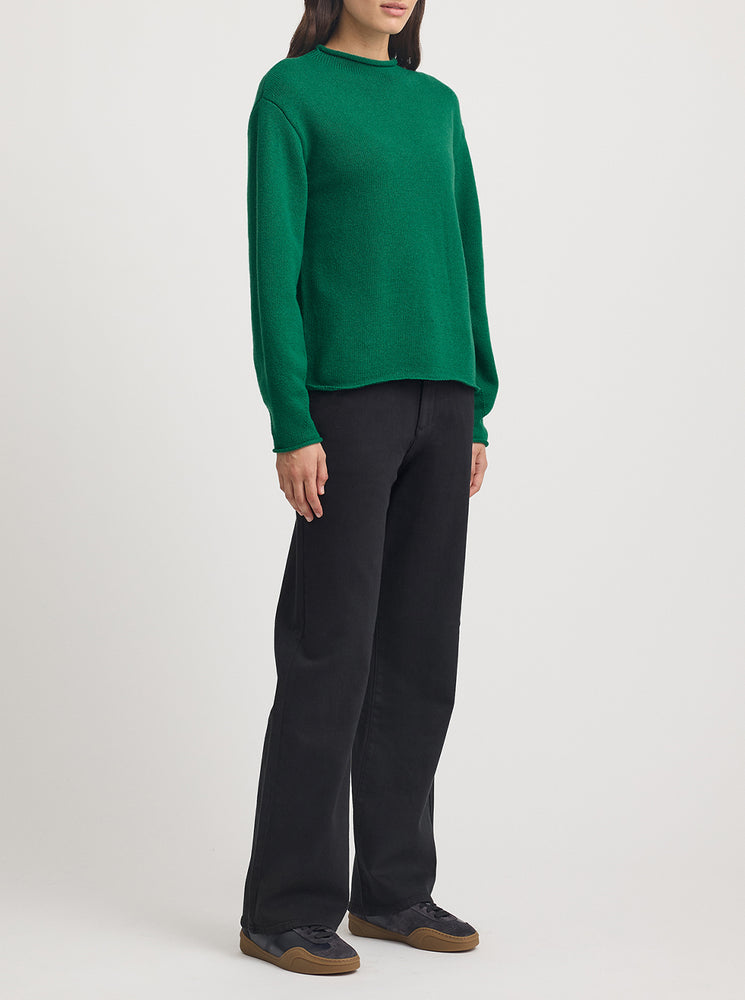 Relaxed Fit Mock Neck - Lush Green