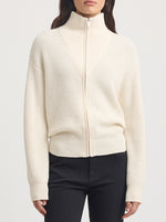 Zip Through Rib Knit - Ivory