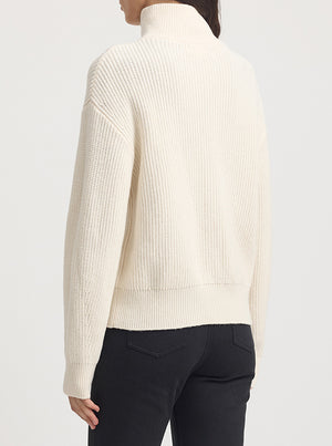 Zip Through Rib Knit - Ivory