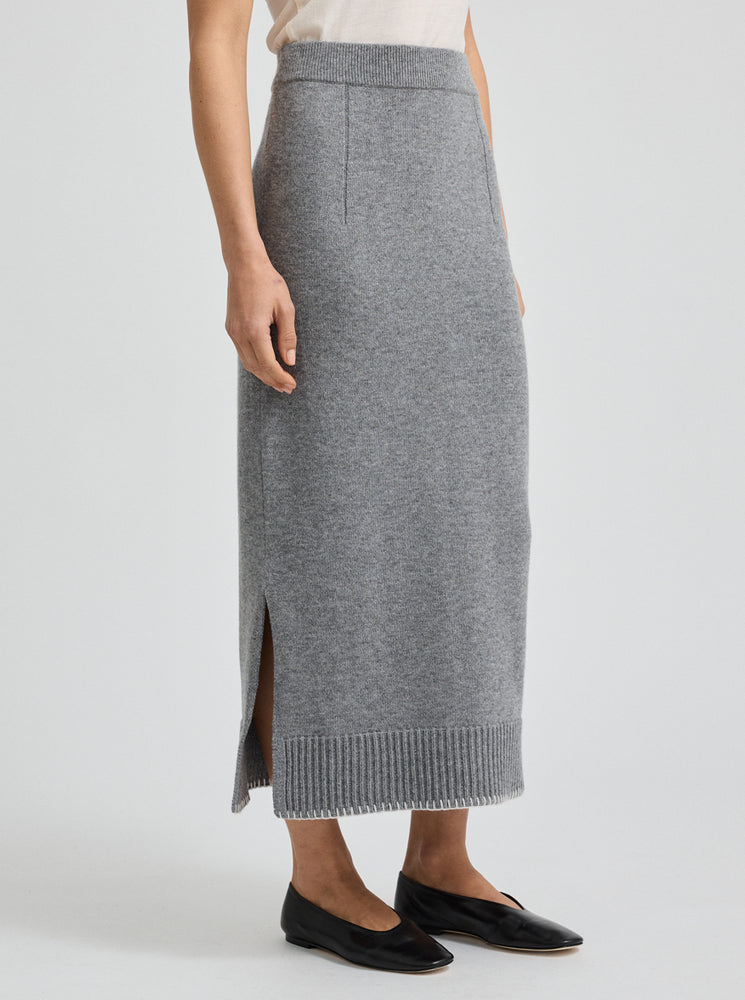 Blanket Stitch Skirt - Mid Grey