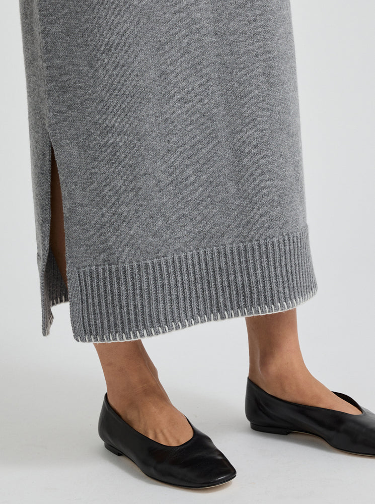 Blanket Stitch Skirt - Mid Grey