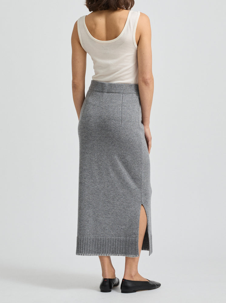 Blanket Stitch Skirt - Mid Grey