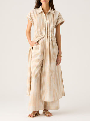 Francisca Shirt Dress - Sable Stripes