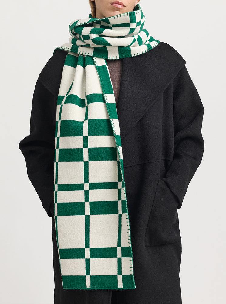 Abstract Check Scarf - Lush Green