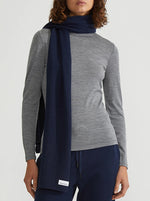 Fine Wool Scarf - Navy