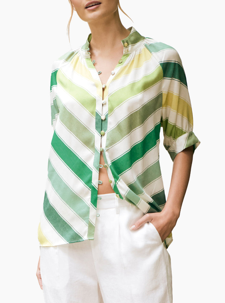 Amalfi Lea Silk Blouse - Stripe