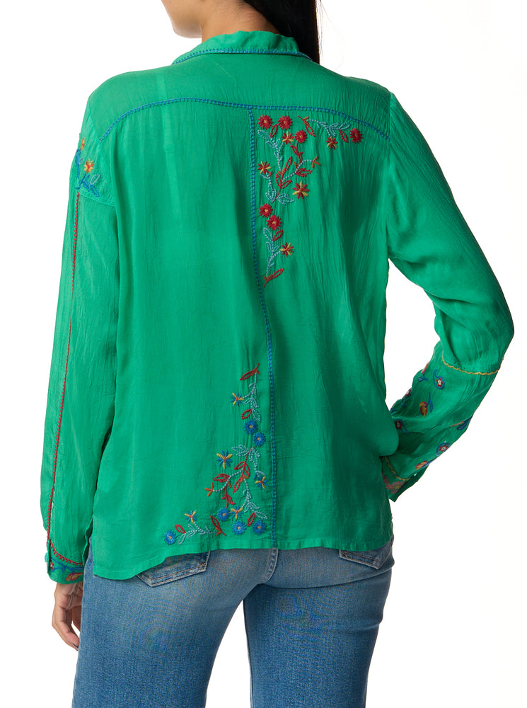 Zodea Collar Blouse - Bright Green