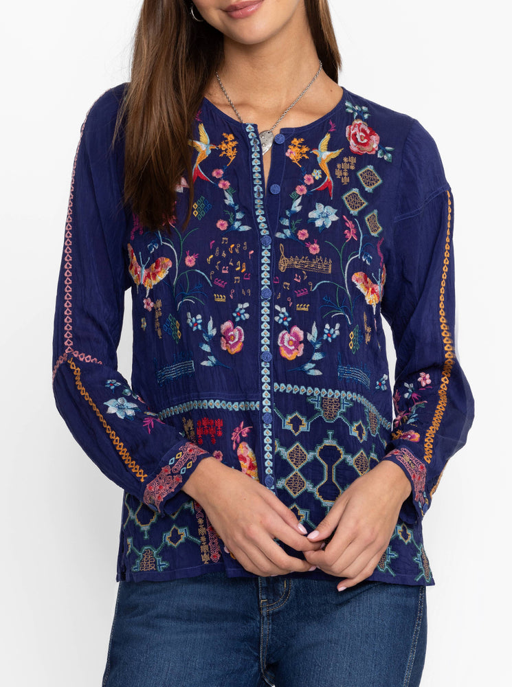 Catina Blouse - Beacon Blue