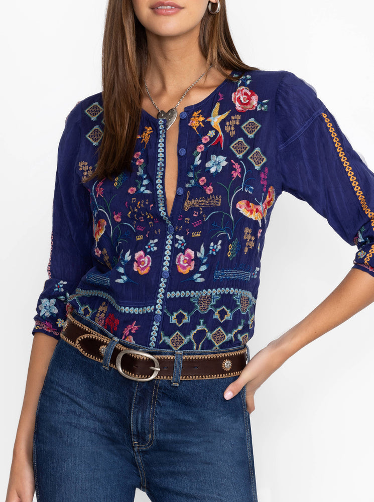 Catina Blouse - Beacon Blue