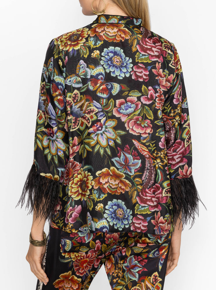 Lewella Feather Trim Kimono - Asiavo