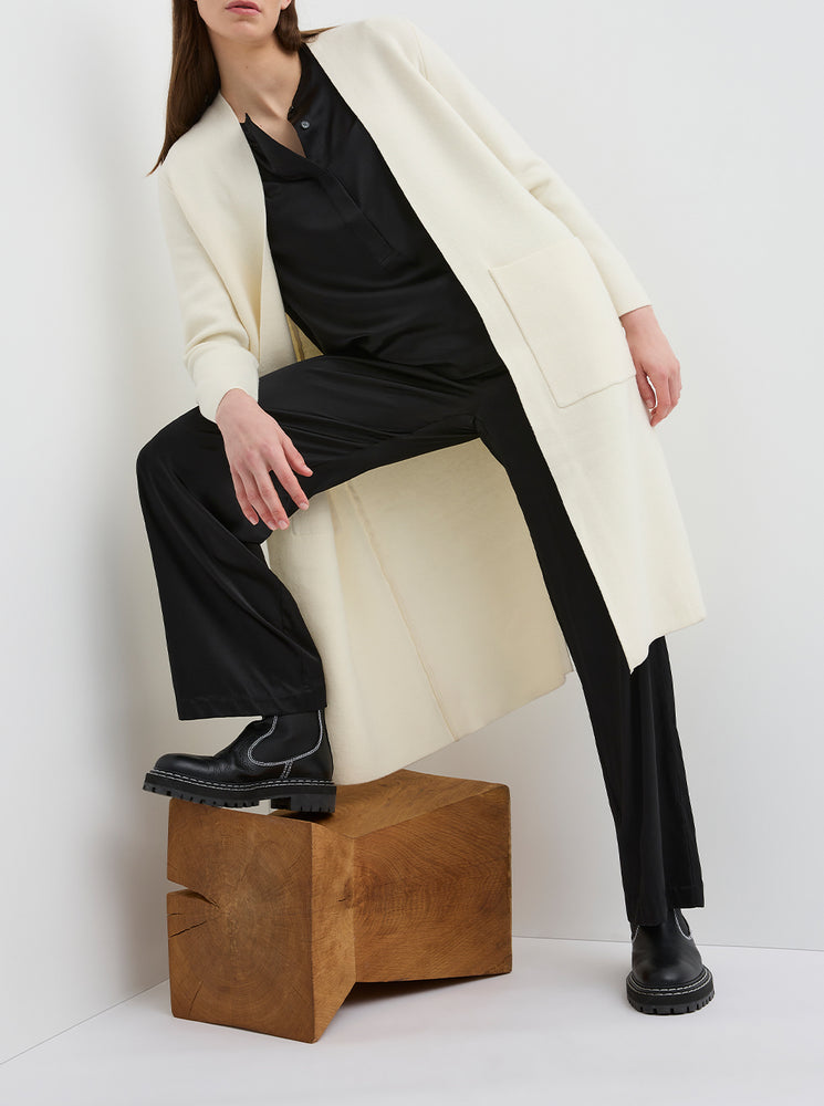 Longline Solid Cardigan - Alabaster