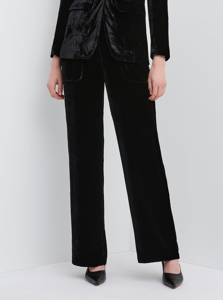 Valentine Silk Velvet Slouch Pant - Black