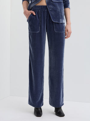 Valentine Silk Velvet Slouch Pant - Midnight