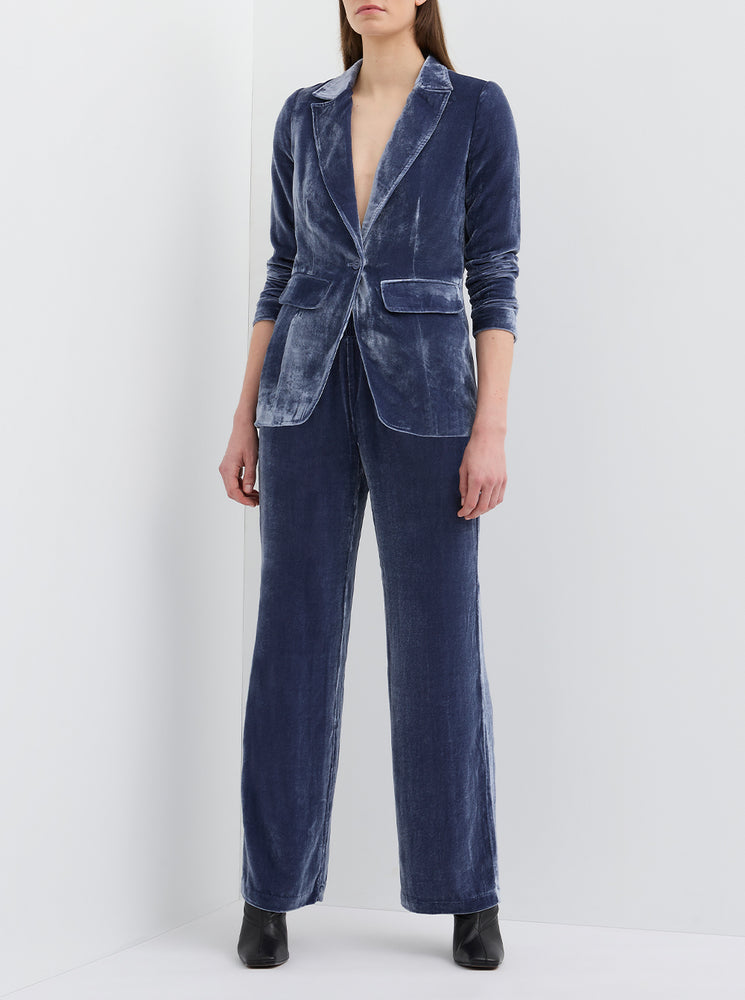 Valentine Silk Velvet Slouch Pant - Midnight