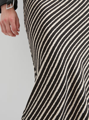 Stripe Silk Bias Skirt - Stripes