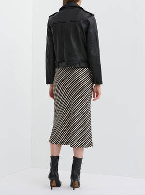 Stripe Silk Bias Skirt - Stripes