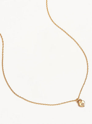 18k Gold Vermeil Crystal Lotus Heart Padlock Necklace