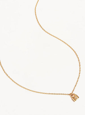 18k Gold Vermeil Crystal Lotus Padlock Necklace