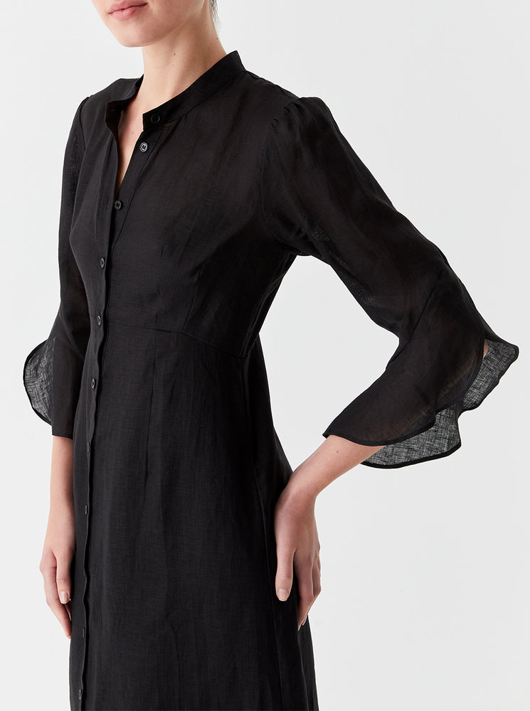 Esther Linen Dress - Black