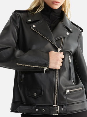 Oversized New Yorker Biker Jacket 2.0 - Black