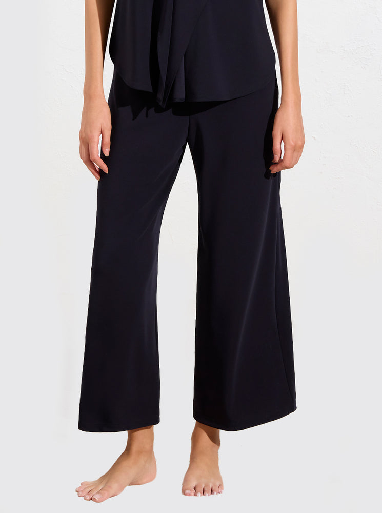 Powder Knit Crop Palazzo Pant - True Navy