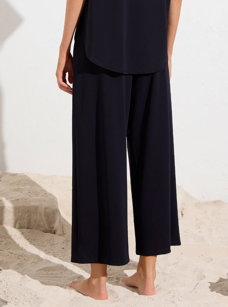 Powder Knit Crop Palazzo Pant - True Navy