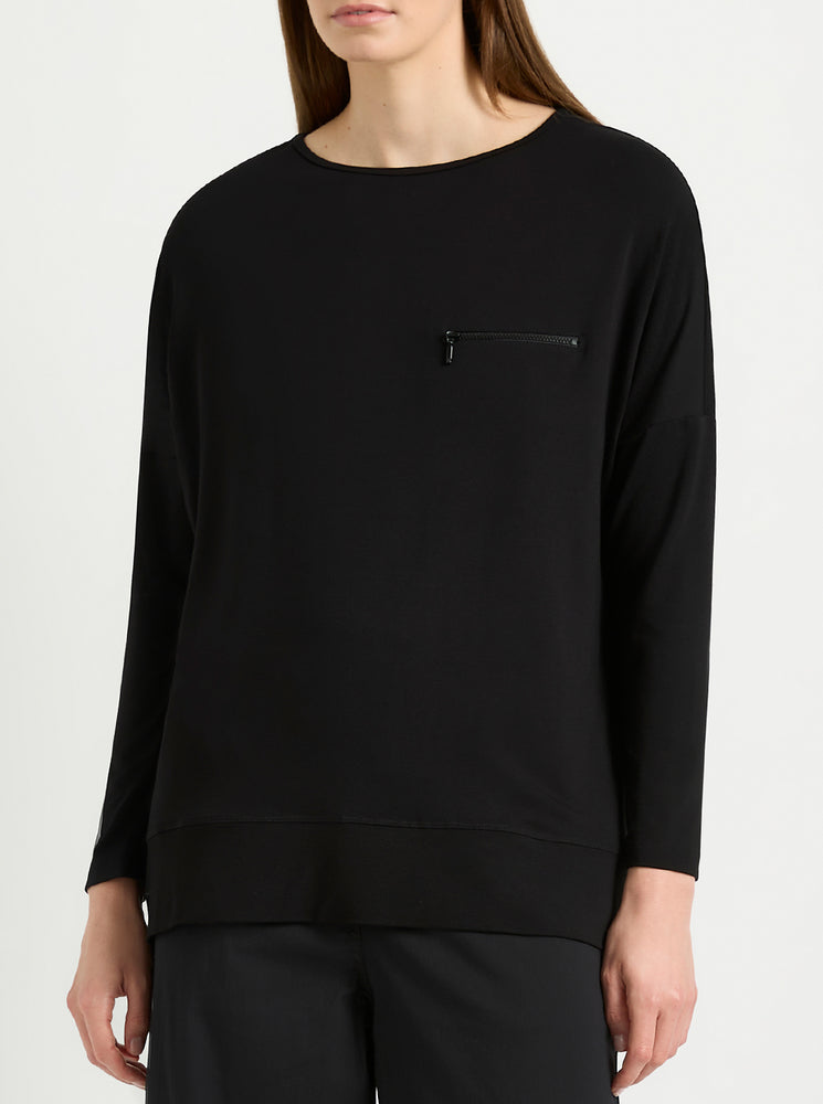 Zip Pocket Sweater - Black