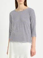 Relaxed Boat Neck - Sapphire/White Straw Stripe