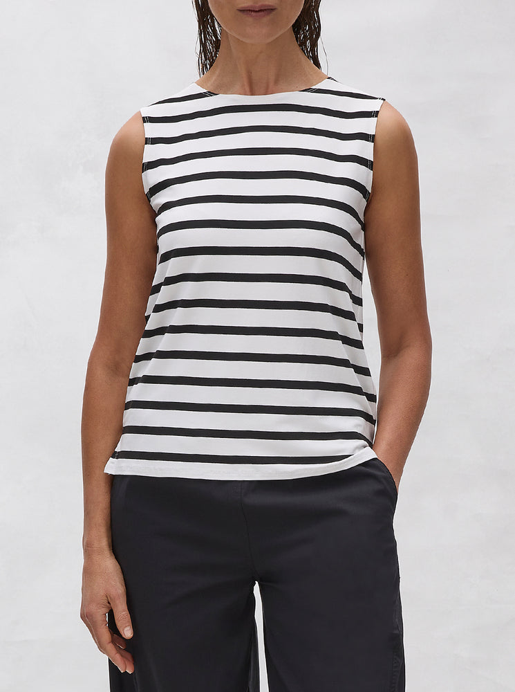 Palazzo Shell - White/Black Trunk Stripe Knit