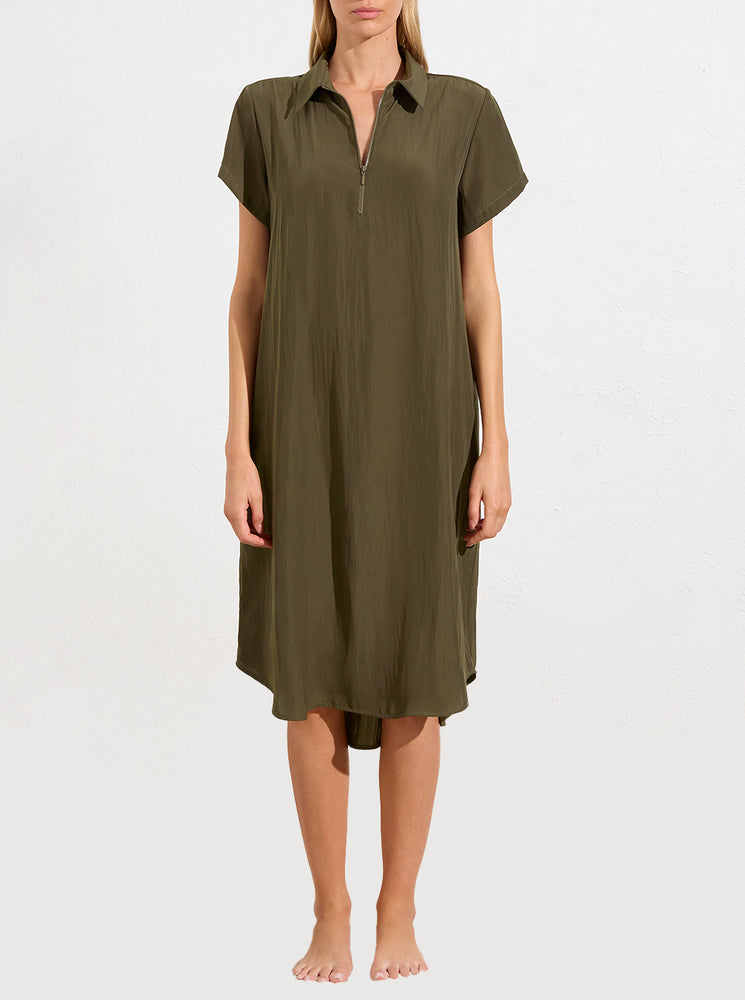 SS Zip Dress - Seaweed