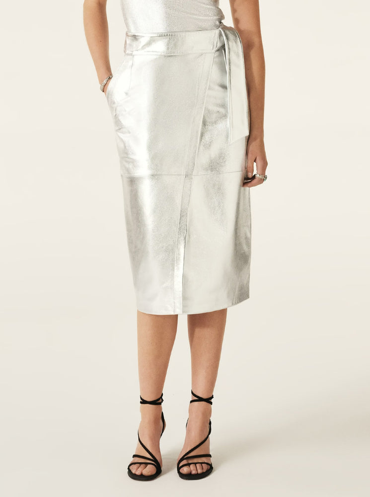 Faye Midi Skirt - Silver