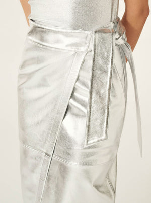 Faye Midi Skirt - Silver