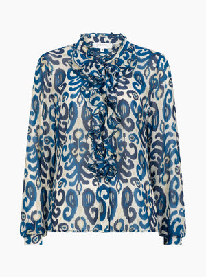 Florence Frill Front Blouse - Florence Navy