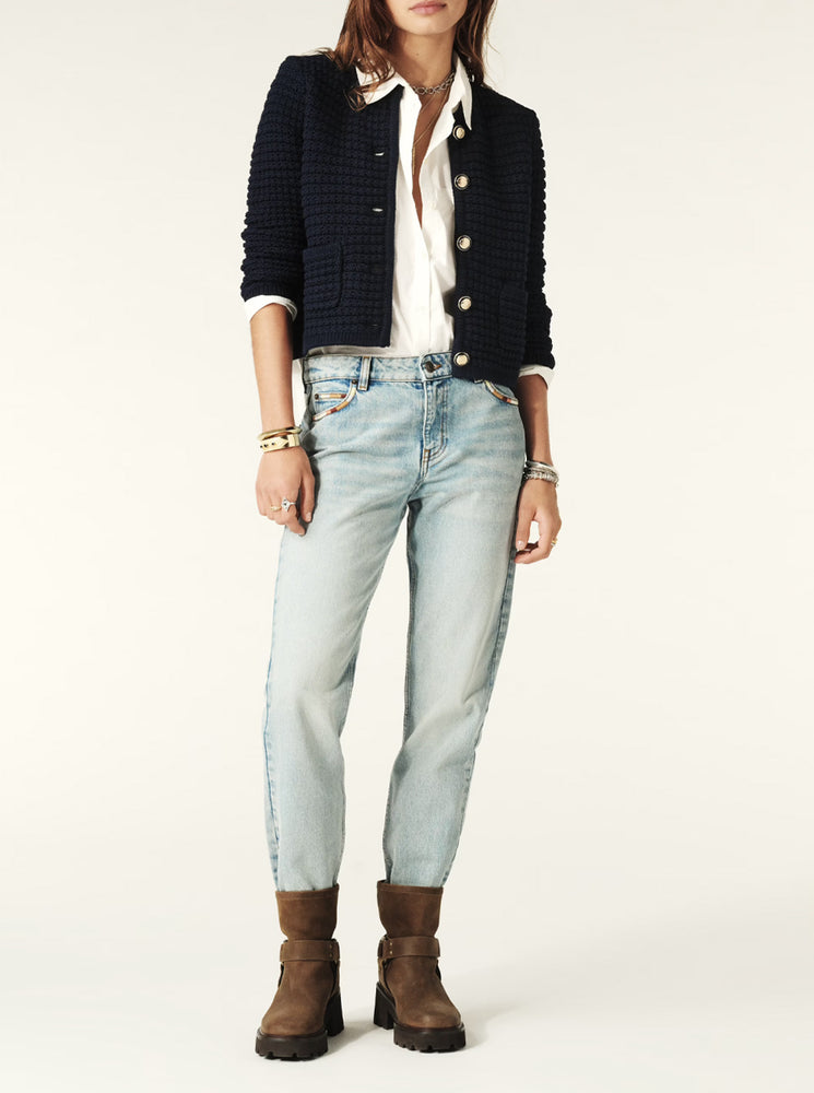 Gaspard Knitted Cardigan - Blue