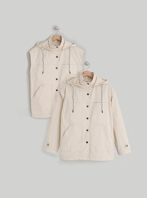 Convertible Technical Raincoat - Ivory